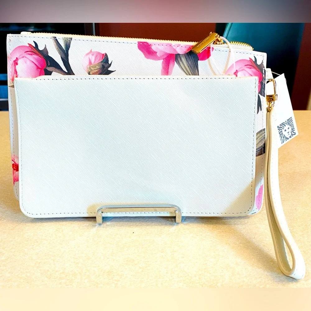 2 Piece: ANNE KLIEN 1) Floral & 1) Cream Wristlet Set, NWT